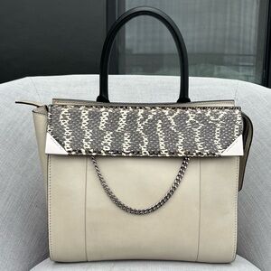 Barbara Bui "Back To Black" Gray Bag, Snakeskin Trim